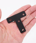 Beefy Heavy Duty Black T Shape Corner Brackets 20 Pieces Stainless Steel With Screws Small Flat Corner Braces in hand