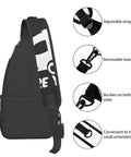 Side view of Dope Chest Sling Bag Crossbody Backpack For Travel And Hiking with adjustable straps and hook features