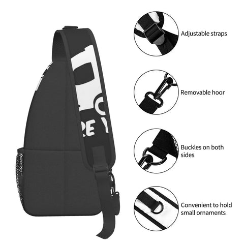 Side view of Dope Chest Sling Bag Crossbody Backpack For Travel And Hiking with adjustable straps and hook features