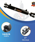 Beefy Built To Last 2x12 Hydraulic Cylinder With 2 In Bore And 12 In Stroke Double Acting Welded Clevis 3000 Psi Rating Retracted 22.25 In Extended 34.25 In SAE 6 Ports For Industrial Machinery, welded clevis end