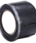 Roll of black waterproof pipe repair tape that fixes leaks fast and prevents bursts, heavy duty plumbers adhesive, easy tear, flexible.