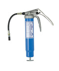 Beefy Heavy Duty Pistol Grip Grease Gun With Ten Year Warranty Bulk Fillable Or Fourteen Ounce Cartridge One Eighth NPT Flex Connection Twelve Inch Hose KY Supergrip Three Jaw High Pressure Coupler No Leak Connection, front view