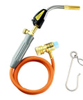 Self Ignition Propane Soldering Torch With Mapp Gas Brass Head Adjustable Swirl Flame One Touch Ignition 5ft Hose Belt Hook