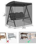 Three Person Patio Swing Mosquito Netting With Zipper Opening Waterproof Roof Tent And Polyester Mesh Screen Rectangle Netting Curtain for Outdoor Lounging
