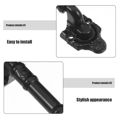 Sliding Barn Door Handles Set, 2 Pack No Drill Install, Black Iron Alloy Modern Gate Pulls close-up showing easy installation feature.