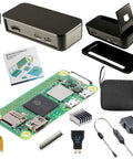Raspberry Pi Zero 2 W Starter Kit With Multi Use Case, Power Supply, HDMI And USB Adapters And More, shown with accessories