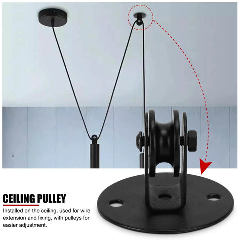 Vintage Style Hanging Light Pulley Kit For Pendant Lamps Old School Cast Iron Wire Pulley Bearing Rod Set Wall Or Ceiling Mount Pulleys For Replacement And Lifting Of Hanging Lamps