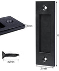 Finger Flush Pulls for Sliding Pocket Barn Door Handle Set, Recessed Rectangular Plate, Matte Black Finish, dimensions shown.