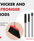 Heavy Duty Angle Broom With Adjustable Handle And Wide Brush Head Built Like A Beast To Clean Concrete Patios Garages And Driveways Without Breaking A Sweat Two Pack Black Red with thicker and stronger rods.