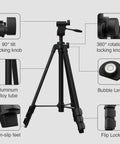 55-Inch Lightweight Aluminum Laser Level Tripod with Bubble Level, Quick Release Plate, 1/4-20 Screw Mount, Aerospace Alloy