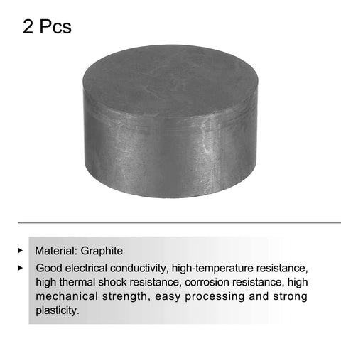 Round Graphite Block Disk Ingot High Purity Graphite Electrode Plate Sheet 50x25mm Pack Of 2 For Melting Casting Electrolysis