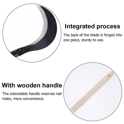 Manganese Steel Long Handle Hand Scythe For Weeding And Lawn Care With Thick Blade Heavy Duty Garden Tool reinforced blade and handle