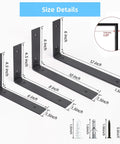 Size details of 6 Pack Heavy Duty 12 Inch Black L Shelf Brackets For Floating Shelves 1/5 Inch Thick One Piece Stamped Construction