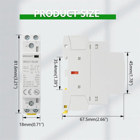 Dead Silent 25a Ac Dc 120v Contactor 2 Pole Normally Open Din Rail Module dimensions and specifications for HVAC and EV systems.