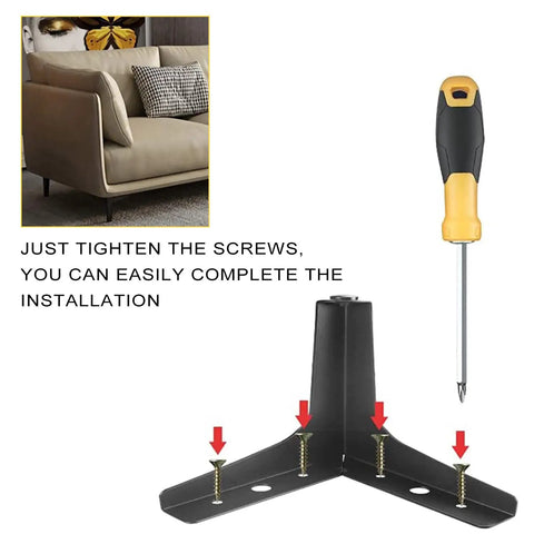 Installation of 4 Inch Triangle Metal Furniture Legs Set Of 4 For Cabinets And Dressers Heavy Duty Replacement Feet With Matte Black Finish