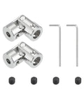 Rotatable Universal Joint Shaft Adapter Kit 8mm To 5mm Inner Diameter U Joint Couplings For Motors Models And Robot Builds Includes M4 Screws And Wrench 2 Pcs, silver metal