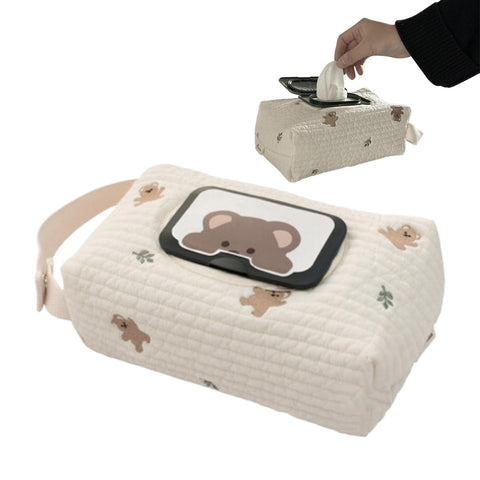 Compact Wet Wipe Organizer For Diapers And On The Go Essentials Lightweight Reusable Travel Case with bear print
