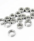 Dope Upgrade Miniature Ball Bearings Kit Sealed Bearings For One Tenth Scale RC Car TT02 TT02D Upgrades And Accessories 16 Pieces Deep Groove Precision Bearings For Smoother Handling And Performance., 16 sealed metal ball bearings on white background