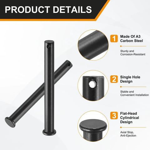 4 Pack M10x95mm Single Hole Clevis Pins Black Workhorse Hardware for Farming Aviation Construction Rigging and Furniture Projects Durable Linkage Pins for Easy Quick Release, black A3 carbon steel