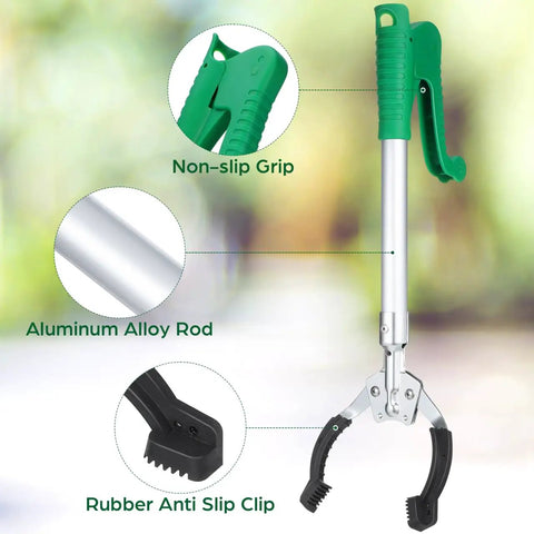 Heavy Duty Reacher Grabber Tool for Seniors and Disabled, 15.75-Inch Aluminum Reach Aid for Outdoor Use, Trash, Bottles and Objects, Easy Grip Pickups, Durable Grabber for Everyday Helpers