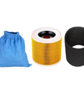 Premium HePa Filter And Textile Dust Bag 6 Pack For Vacuum Cleaners, featuring a blue dust bag, HEPA filter, and foam cylinder.