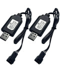 2 Pack 7.4V USB Charger Cable With SM-3PIN Plug For RC Cars Planes Tanks Boats And Other Remote Control Toys Universal 7.4V Battery USB Charger With Battery Protection.