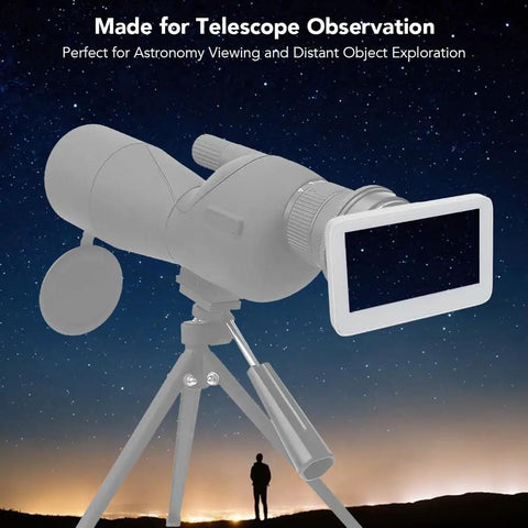4K Telescope Eyepiece Camera with 5 Inch HD Display, 5X Digital Zoom, and 3840x2160 Video Capture in stargazing setup