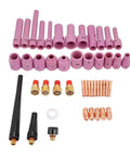 46 Piece WP 9 20 25 Welding Torch Consumables Kit With Ceramic Nozzles And Gas Lenses on display