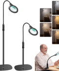 Real Glass 12X Magnifying Floor Lamp With Light And Stand Hands Free Three In One Flexible Gooseneck Magnifier