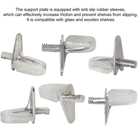 Super Sturdy 30 Pack Cabinet Shelf Support Pegs 3mm Adjustable Shelving Brackets with anti-slip rubber sleeves.