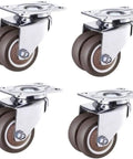 Heavy Duty Twin Rubber Casters 2 Inch Super Quiet Furniture Rollers with chrome plates for smooth rolling on surfaces.