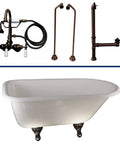 54 Inch Cast Iron Roll Top Bathtub Kit, White Freestanding Bath Ensemble with Vintage Plumbing Hardware and Fittings