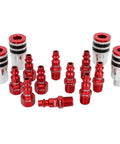 M Style Quick Connect Coupler And Plug Kit with Rubber Bumpers, red 1/4 inch NPT hose fittings for air tools, 14-piece set