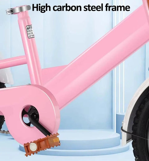 Close-up of pink Outdoor Cruiser Tricycle With Pedals Three Wheel Trike For Travel showing high carbon steel frame