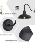 Outdoor Gooseneck Barn Light With Dusk To Dawn Sensor Matte Black Exterior Wall Mount Fixture For Porch Patio And Garage No Fuss Waterproof Farmhouse Sconce 2 Pack showing parts