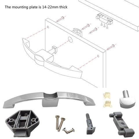 Diagram and parts of Rugged Cabinet Push Handles And Drawer Latches Kit For Furniture Wardrobe Pulls Closet Door Locks Hardware