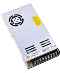 Top Shelf 350W 15V Power Supply Rock Solid 23.2A AC DC Switching Adapter side view with cooling fan and wiring terminals.
