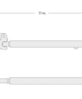 Diagram of Telescoping Basin Wrench Ten To Seventeen Inch Long Reach, Reaches One Hundred Eighty Degree Pivot, Adjustable Jaw.