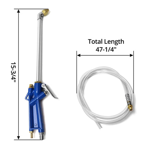 Ergonomic Pneumatic Air Blow Gun With 40 Inch Hose For Engine Cleaning And Degreaser Sprayer alongside coiled 47-1/4 inch hose