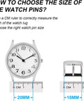 Guide on measuring watch lug width for Watch Band Link Pin Remover And Repair Tool Kit, showing watch and belt buckle with ruler.