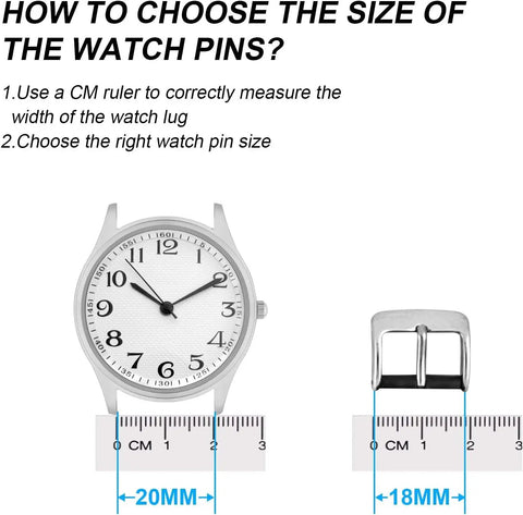 Guide on measuring watch lug width for Watch Band Link Pin Remover And Repair Tool Kit, showing watch and belt buckle with ruler.
