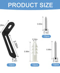 Heavy Duty Anti Tip Furniture Anchors Steel Wall Brackets 12 pack product size details with dimensions and hardware components.