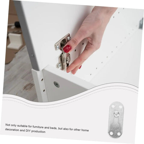 Close-up of Top Shelf Heavy Duty Metal Bed Rail Brackets With Concealed Headboard Mounting Hardware Six Piece Kit being installed.
