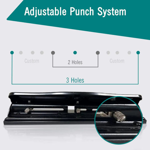Workhorse 3 Hole Punch For Binders Heavy Duty Metal Hole Puncher With 10 Sheet Capacity Adjustable Alignment Paper Guide