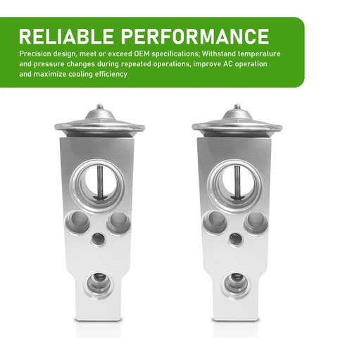 Universal Car Expansion Valve For Air Conditioning System, Heavy Duty Metal Valve, front view, silver, dual units