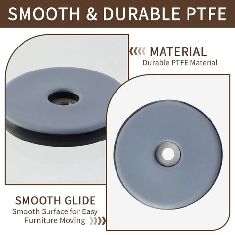 Premium Teflon Furniture Sliders Round 2 Inch with Screws 8 Pack, durable PTFE glide pads for easy furniture movement.