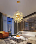 LED Firework Sputnik Chandeliers With 12 Lights Modern Crystal Ceiling Pendant In Gold Finish For Living Room