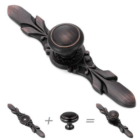 Round Cabinet Knob With Back Plate Set 20 Pack Oil Rubbed Bronze 1.2 Inch Knobs And 5.8 Inch Back Plates slick rustic drawer pulls