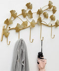 Heavy Duty Metal Wall Hooks For Living Room Decor And Bedroom Setup, gold leaf design, suitable for coats and keys.