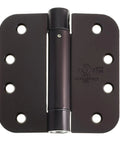 Heavy Duty 4 Inch Self Closing Spring Door Hinges Two Pack With Adjustable Closing Power And Oil Rubbed Bronze Finish, showing hinge detail.